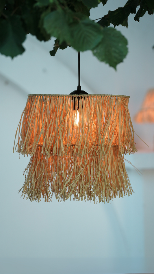 2 Katlı Rafya Avize