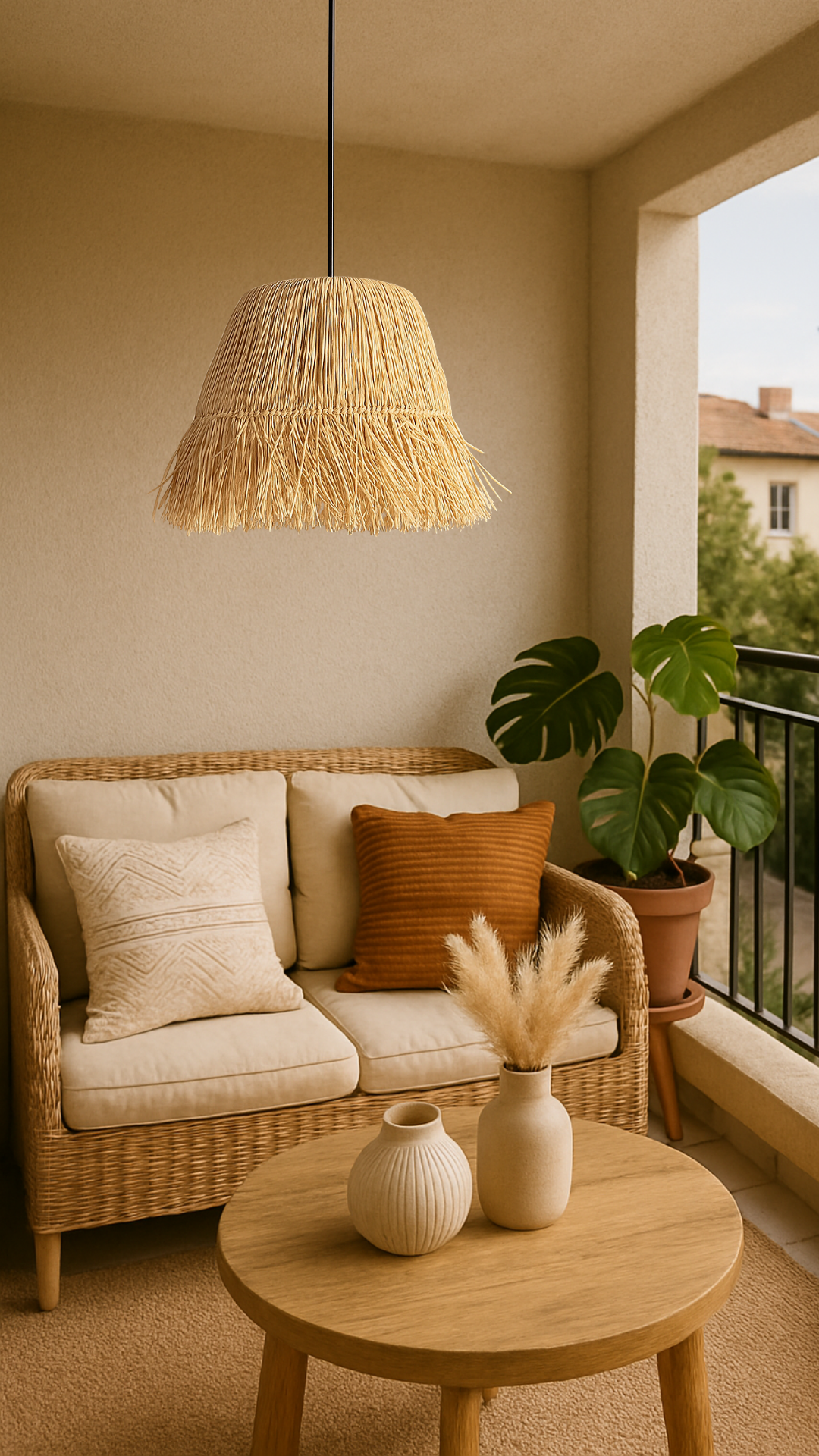 Saçaklı Rafya Avize