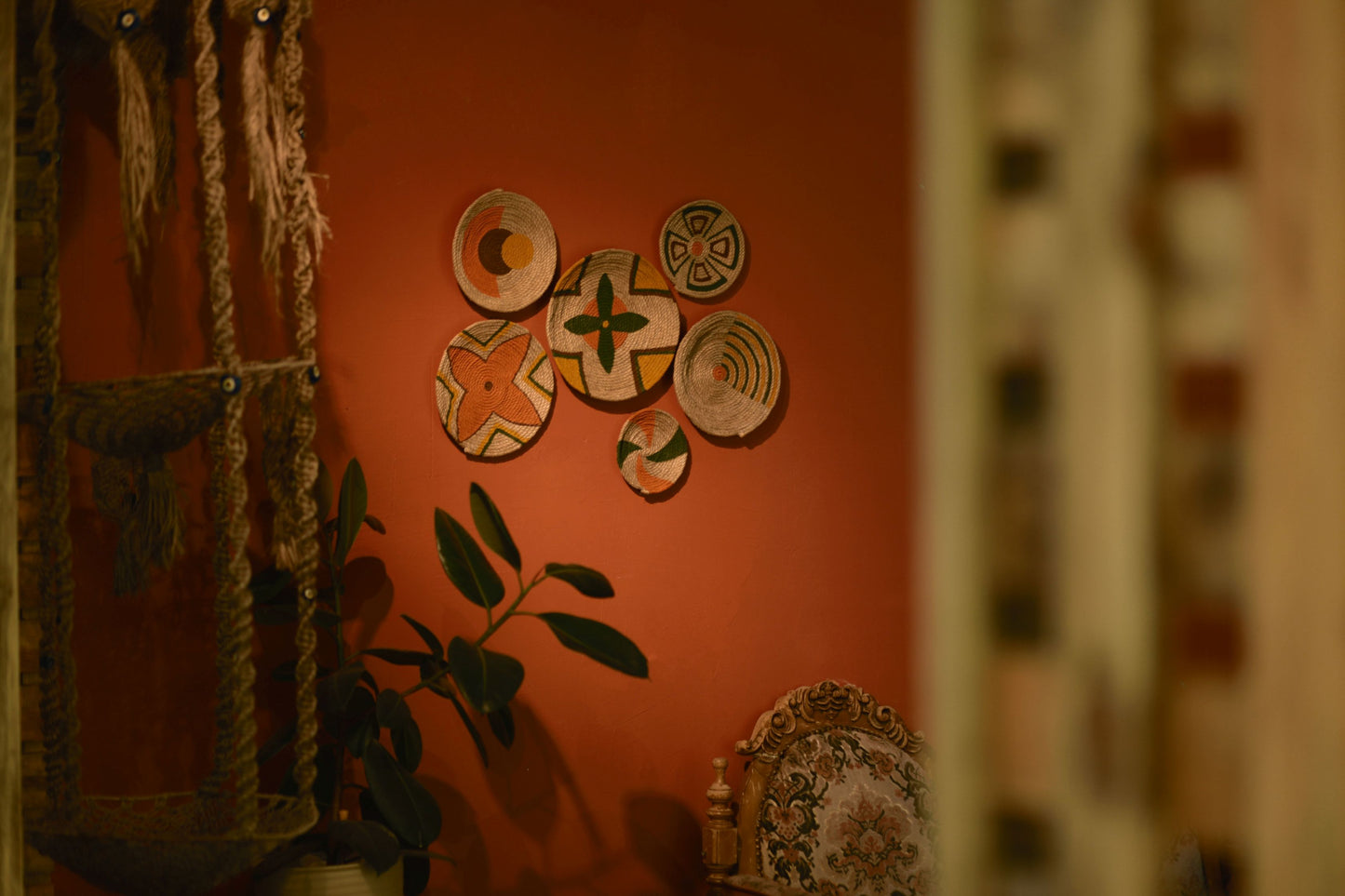 6'lı El Yapımı Afrikan Duvar Tabağı Seti