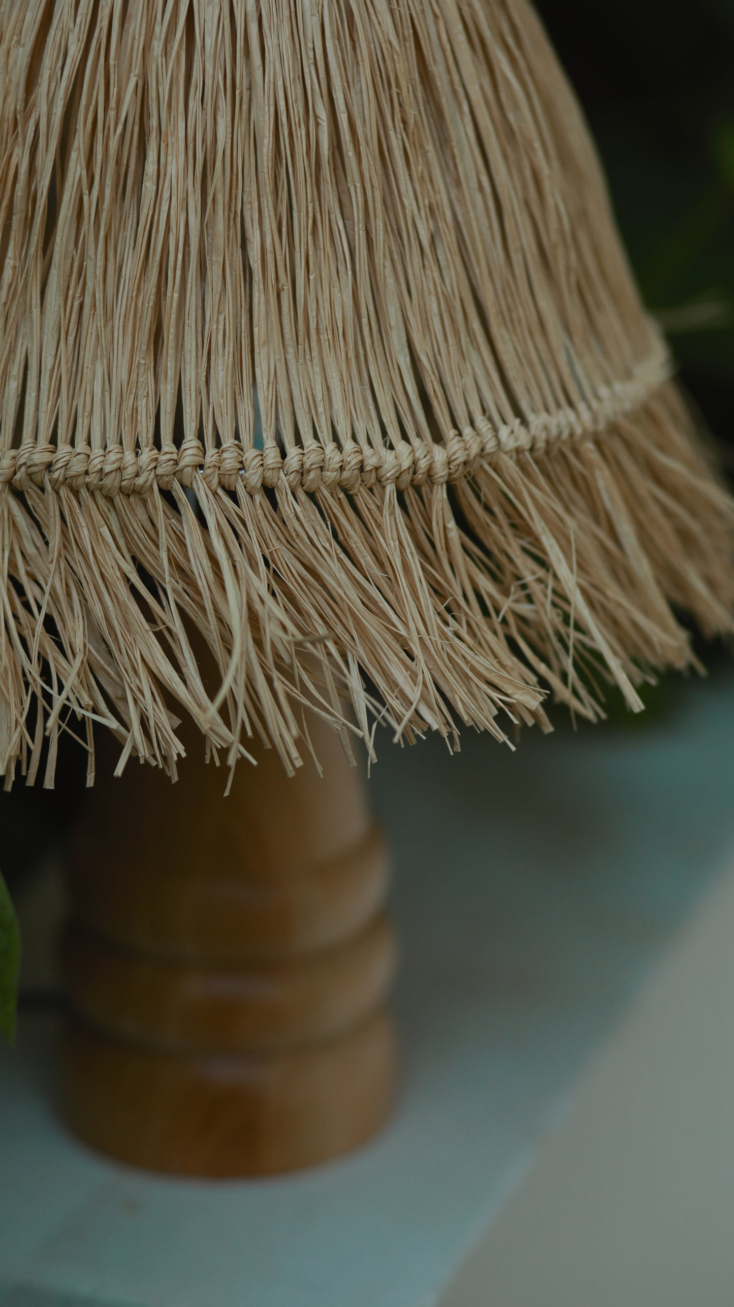 Saçaklı Doğal Rafya Abajur