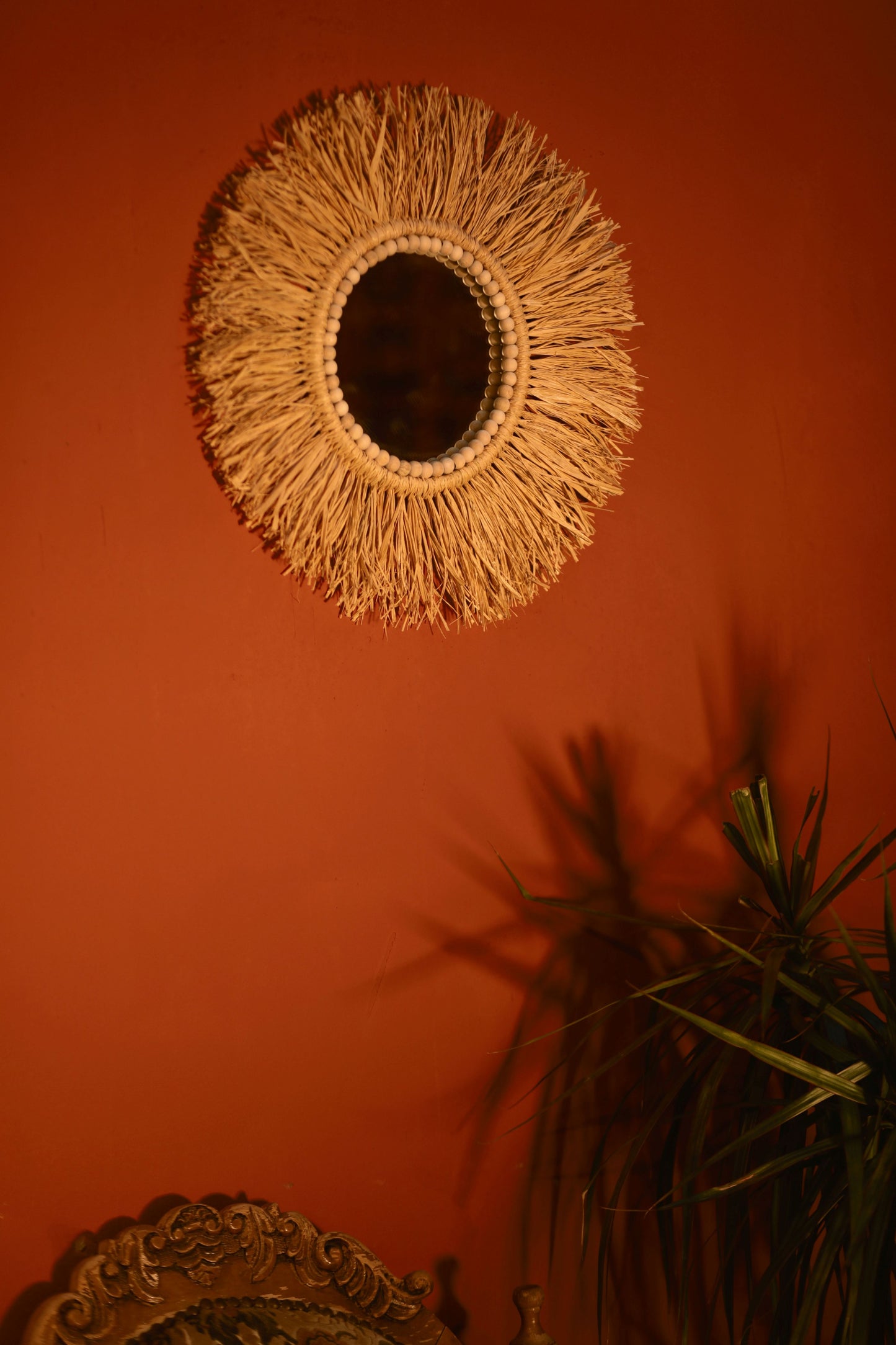 Ahşap Boncuklu Duvar Aynası