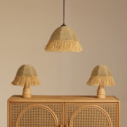 3’lü Halat Bohem Aydınlatma Seti (2 Abajur + 1 Avize)