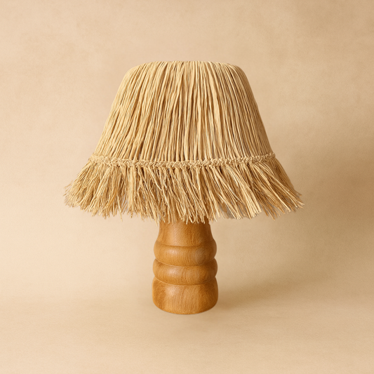 Saçaklı Doğal Rafya Abajur