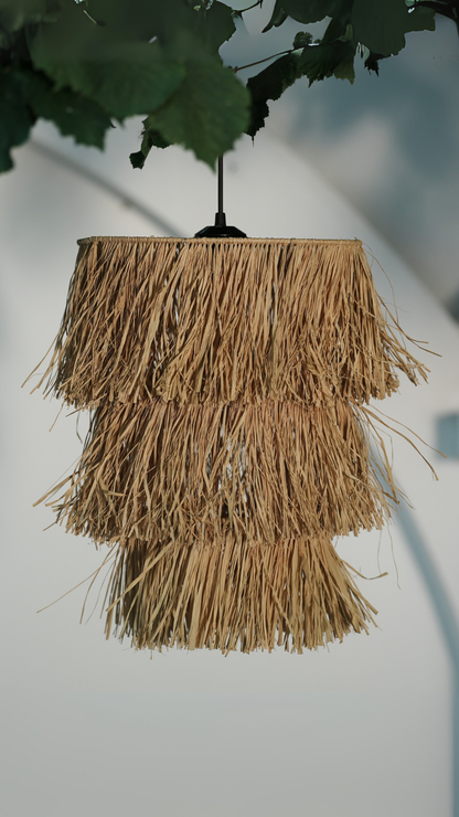 3 Katlı Rafya Avize