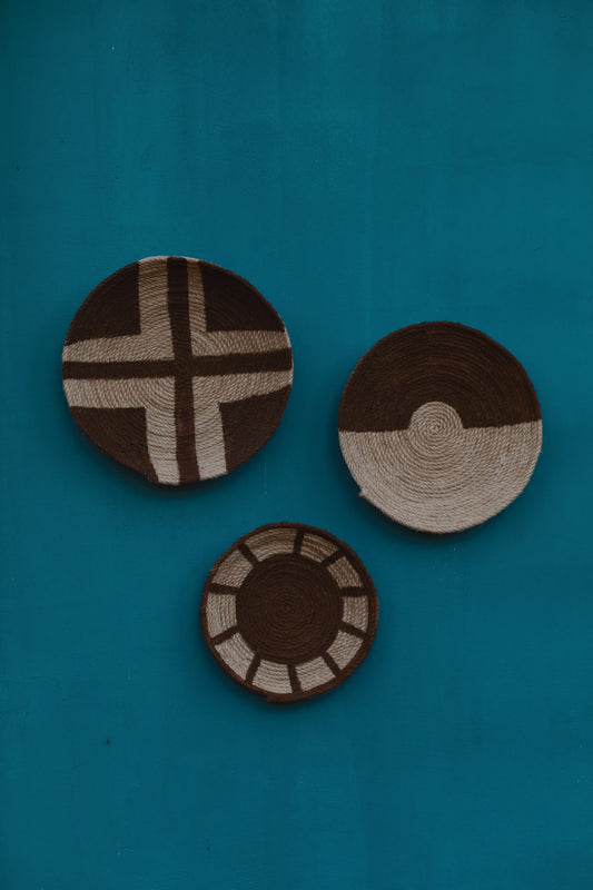 3'lü El Yapımı Afrikan Duvar Tabağı Seti