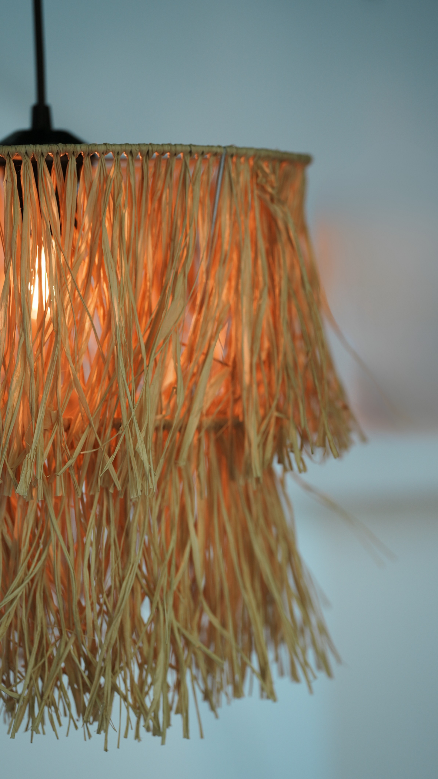 2 Katlı Rafya Avize