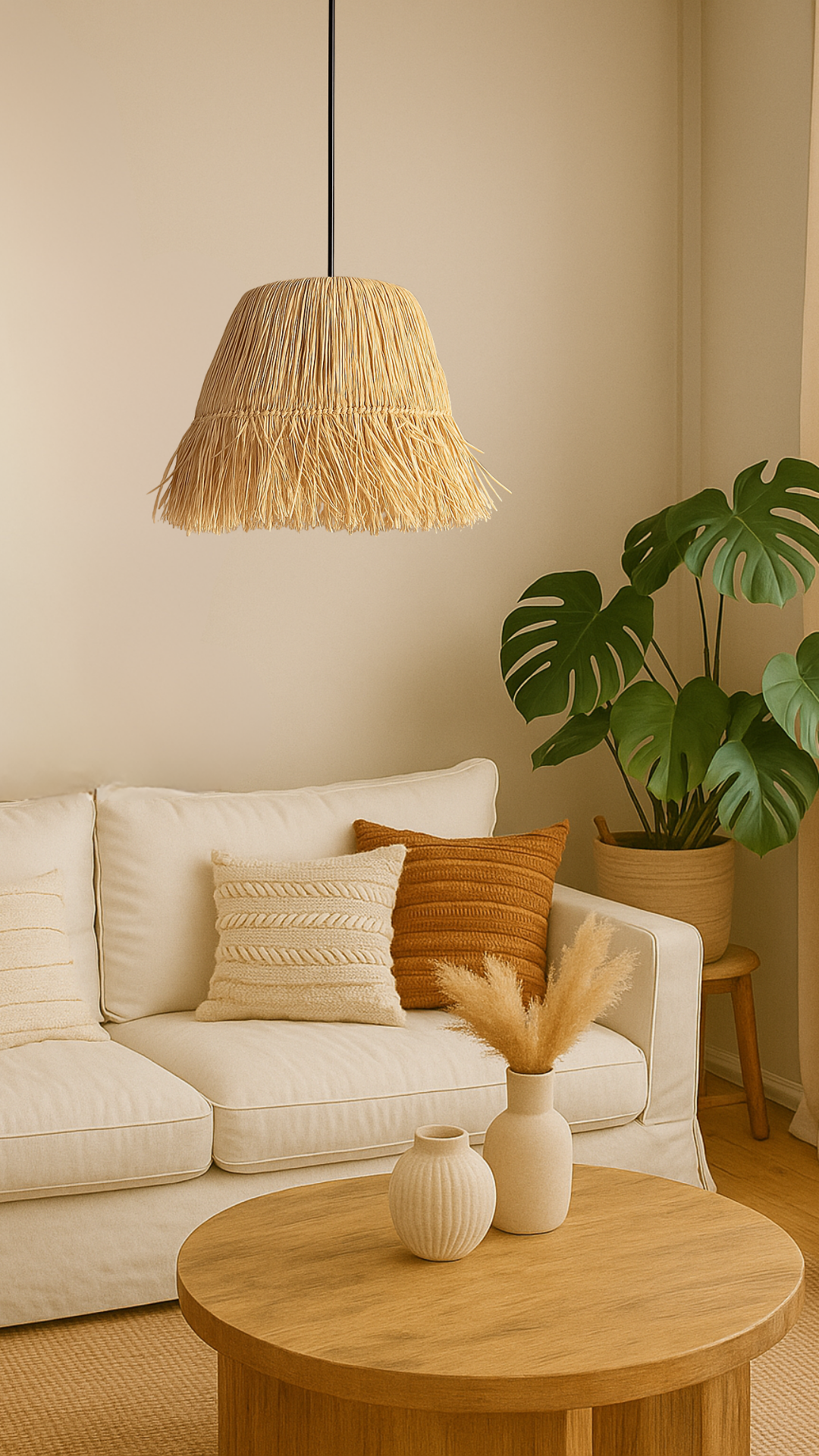 Saçaklı Rafya Avize