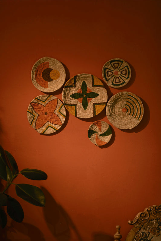 6'lı El Yapımı Afrikan Duvar Tabağı Seti
