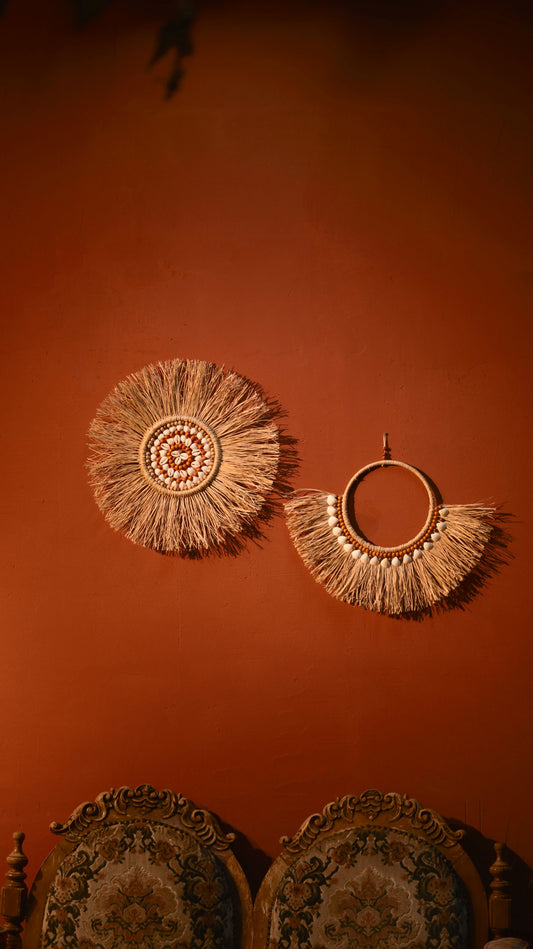 2'li El Yapımı Doğal Rafya Duvar Süsü