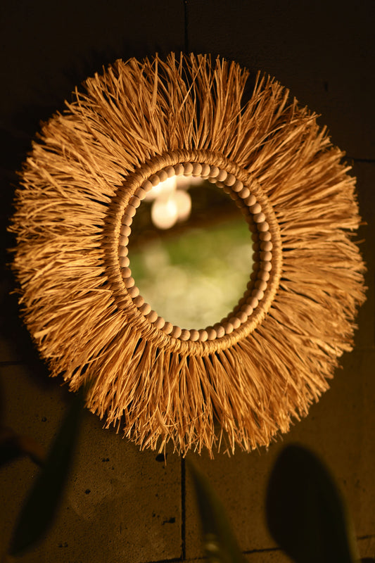 Ahşap Boncuklu Duvar Aynası