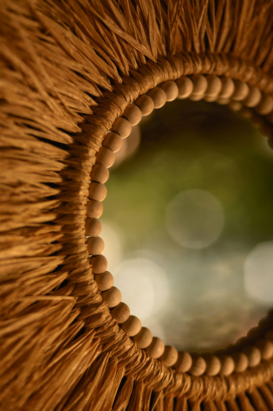 Ahşap Boncuklu Duvar Aynası