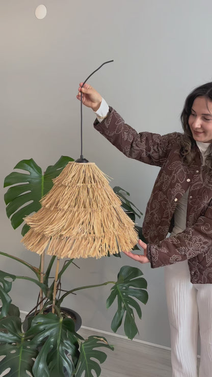 Büyük Konik Rafya Avize (40CM)